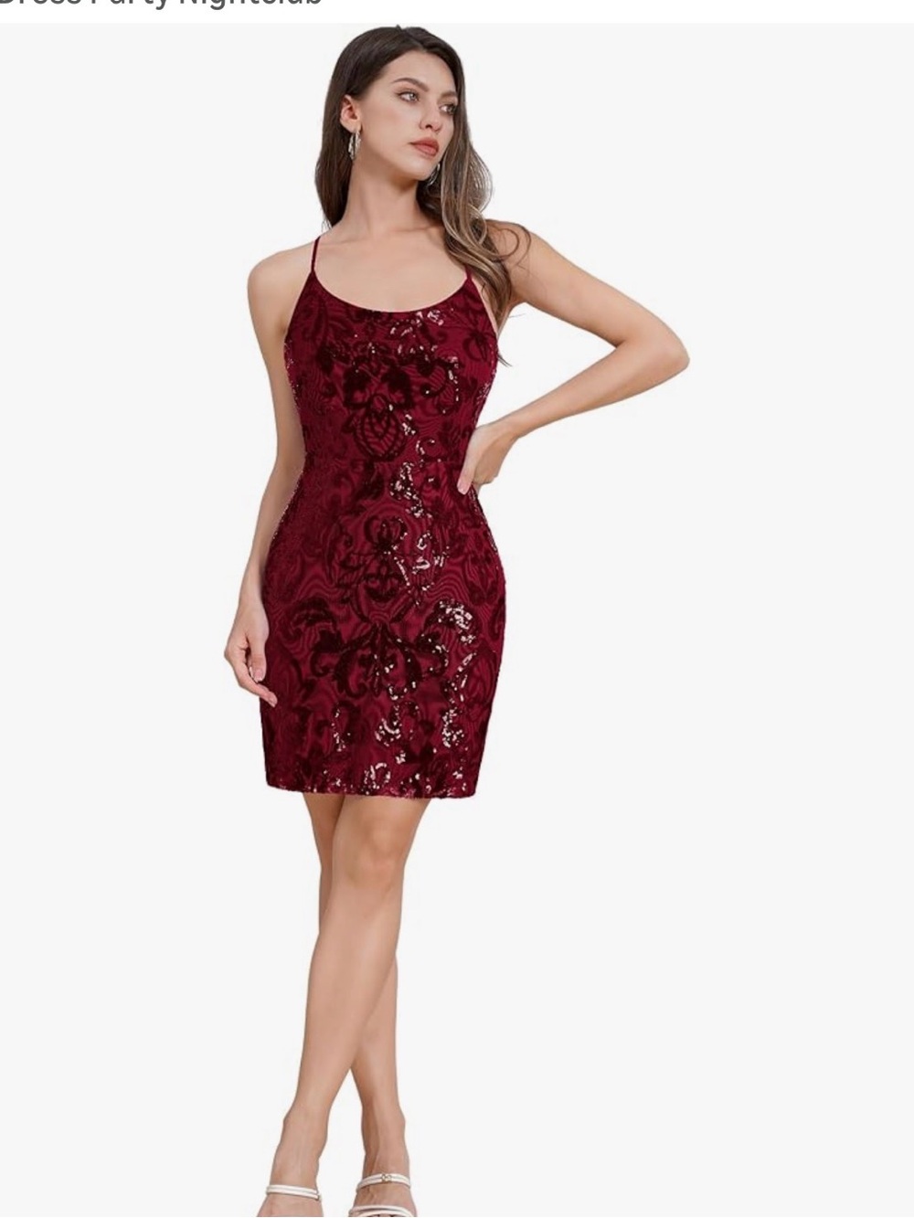 Sequin Bodycon Mini Dress in Deep Wine